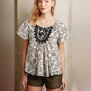 Anthropologie Floreat Embroidered Cuata Top